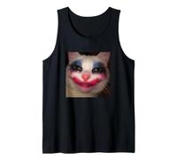 Funny Ugly Makeup Cat Meme Blurry Photo Humor Tank Top