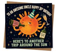 Funny Uncle 36th Birthday Card, To an Awesome Uncle Happy Birthday, Moonshine Drinking Sun Design