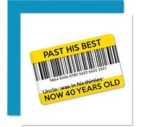 Funny Uncle 40th Birthday Card - Past His Best - Rude Happy Birthday Card for Uncle from Nephew Niece, 145mm Joke Humour Bday Greeting Cards