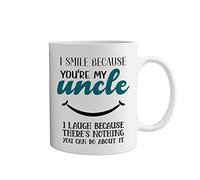 Funny Uncle Mug, I Smile Because You're My Uncle, Father's Day Gift, Christmas Birthday Gift for Uncle Coffee Tea Mug Unique 11oz White Ceramic Mug.