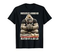 Funny Undefeated By A Hundred Men Beaten Jar Lid Gorilla Value Graphic T-Shirt