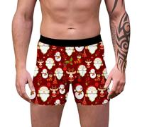 Funny Underpants for Men- Woven Boxers for Men- Underwear Loose Festive Costumes Plus Size Design Trunks Christmas Special Boyshort Style Soft 3d Novelty Xmas Underpants Breathable Comfortable Retro