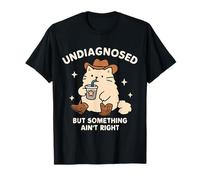 Funny Undiagnosed But Something Ain't Right Cowboy Cat ADHD T-Shirt