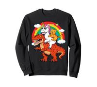 Funny Unicorn Cat Riding Dinosaur T-Rex Rainbow Space Galaxy Sweatshirt