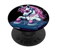 Funny Unicorn DJ Costume for Music and Party Celebrations PopSockets Adhesive PopGrip