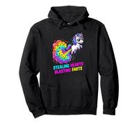 Funny Unicorn Fart Valentine Stealing Hearts Blasting Farts Pullover Hoodie