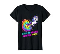 Funny Unicorn Fart Valentine Stealing Hearts Blasting Farts Value Graphic T-Shirt