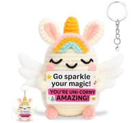 Funny Unicorn Gifts for Girls Cute Stuff Small Handmade Positive Crochet Animals Gift Good luck Emotional Support Gift Christmas Stocking Fillers,Birthday Gifts for Women,Room Decor Desk Accessories