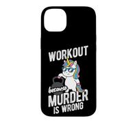 Funny Unicorn Lifting Kettlebell Workout Gift Case for iPhone 14 Plus