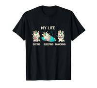 Funny Unicorn My Life Eating Sleeping Panicking Cute Kawaii T-Shirt