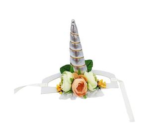 Funny Unicorn Pet Hat Silver Horn Cloth S Size for Dogs