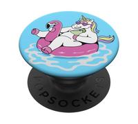 Funny Unicorn Pocket Pool Float Flamingo Summer Party Vibes PopSockets Adhesive PopGrip