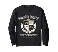Funny University Logo Gamer Video Game Lover Gag Gift Long Sleeve T-Shirt