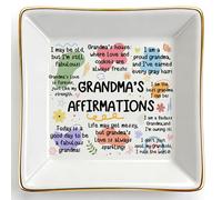 Funny & Uplifting Grandma Gifts - Ceramic Trinket Dish with Gift Box for Nan, Nanna | 10cm Affirmations & Quotes Jewelry Tray | Mother's Day, Birthday Present from Grandkids, 'Fabulous Nana' Keepsake