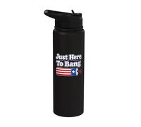 Funny USA Firework Just Here to Bang 4th July United States Stainless Steel Insulated Water Bottle