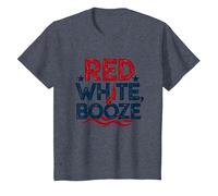 Funny USA Red White & Booze Patriotic Drinking Humor T-Shirt, Kids, Heather Blue, 8 Years