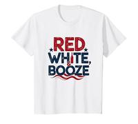 Funny USA Red White & Booze Patriotic Drinking Humor T-Shirt, Kids, White, 2 Years