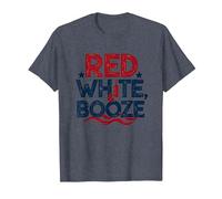 Funny USA Red White & Booze Patriotic Drinking Humor T-Shirt, Men, Heather Blue, M