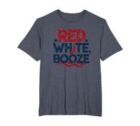 Funny USA Red White & Booze Patriotic Drinking Humor T-Shirt, Men's Big and Tall, Heather Blue, 2X Tall