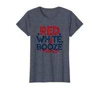 Funny USA Red White & Booze Patriotic Drinking Humor T-Shirt, Women, Heather Blue, M