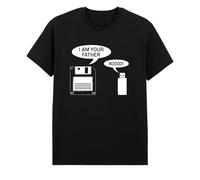 Funny USB and Floppy Disk T-Shirt - I Am Your Father Tech Humor Unisex Tee | Organic Cotton Gift Black
