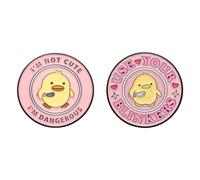 Funny Use Your Blinkers I’m Not Cute I’m Dangerous Brooches Pin Set Cartoon 2Pcs Duck Letter Enamel Pin Funny Words Lapel Pin Duck Take Knife Button Pin Badge Clothes Backpack Decoration