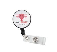 Funny Uterus Badge Reel Don't Ovary React Retractable ID Badge Holder for Doctors Nurses Medical Staff Ob-GYN Gifts (Ovary BR3)