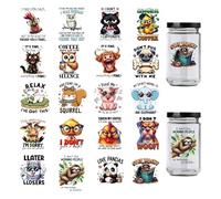 Funny UV DTF Cup Wraps - 20 Sheets Sarcastic Animal Theme UV DTF Cup Wraps Transfer Stickers Rub on Transfers for Glass Mugs Coffee Decals Stickers Laptop Mobile Phone Case DIY Crafts (8 * 8CM)