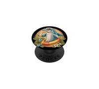 Funny Vacation Dolphin with Cocktails and Pool Ring Costume PopSockets Adhesive PopGrip