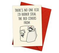Funny Valentine’s Day Card - “There’s No One Else I’d Rather Steal the Bed Covers From” Cute Romantic Love Card for Couples, Boyfriend, Girlfriend, Husband, Wife - Single 5.3''x 8'' Folded with
