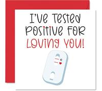 Funny Valentines Card for Him Her - Tested Positive for Loving You - Love Valentines Card Boyfriend Girlfriend Husband Wife Partner, 145mm Romantic Greeting Cards Fiance Fiancee
