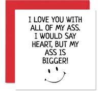 Funny Valentines Card for Him - I Love You with All of My Ass - Birthday Card for Boyfriend Partner Fiance, 145mm Greeting Cards, Birthday Valentines Husband from Wife Girlfriend