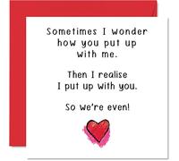 Funny Valentines Card for Husband Wife Boyfriend Girlfriend - We Put Up With Each Other - Witty Banter Birthday Wedding Valentine's Day Cards for Women Men, 145mm Greeting Cards Fiance