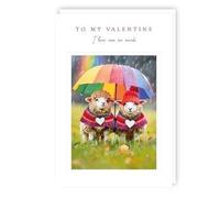 Funny Valentines Card Sheep Umbrella I Love Ewe - Cute Design Greeting Card