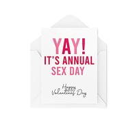 Funny Valentine's Cards, Card for Him for Her Women Men, Yay It's Annual Sex Day, Joke Banter Comedy Wife Husband Boyfriend Card CBH436