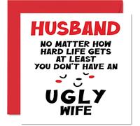 Funny Valentines Cards for Husband - Ugly Wife - Joke Happy Birthday Card for Husband from Wife Partner, Hubby Birthday Gifts, 145mm Wedding Valentine's Day Greeting Cards