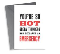 Funny Valentines Day Card - Climate Change - Greta Thunberg - You're So Hot Greta Thunberg Has Declared An Emergency