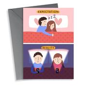Funny Valentine's Day Card - Expectation vs Reality - Phone In Bed 1000