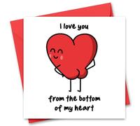 Funny Valentine's Day Card for Him or Her Valentines Day Card for Girlfriend, Boyfriend, Husband or Wife - Valentine's Day Cards for Fiance Fiancee - From The Bottom of My Heart Valentines Day Cards