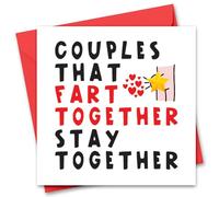 Funny Valentine's Day Card for Him or Her - Valentine's Day Card for Girlfriend, Boyfriend, Husband or Wife - Valentine's Day Card for Fiance Fiancee - Couples That Fart Together Valentine's Day Card