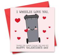 Funny Valentine's Day Card for Him Valentine's Day Card for Husband Boyfriend Partner - Cute Joke Valentine's Day Card for Fiance - I Wheelie Love You Valentine's Day Card Put The Bins Out