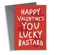 Funny Valentine's Day Card - Lucky Bastard - Four Leaf Clovers
