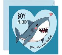 Funny Valentines Day Card - Shark Heart - Cheeky Happy Valentines Card for Men, 145mm Cute Humour Valentine Greeting Cards