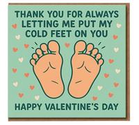 Funny Valentine's Day Card - Thank You for Letting Me Put My Cold Feet on You - Cute Romantic Card for Boyfriend, Girlfriend, Husband or Wife