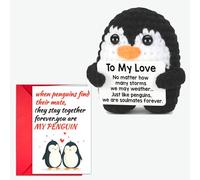 Funny Valentines Decorations gifts positive penguin Positive Card and Red Envelope Wedding Anniversary Valentine's Day for Women Men, Romantic I Love You Gift for Couples Family Friends
