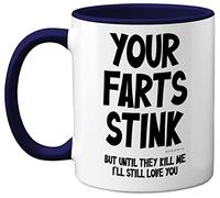 Funny Valentines Gifts for Him - Your Farts Stink Mug - Funny Mugs for Men, Birthday Gifts Boyfriend Husband Dad, Joke Novelty Present, I Love You Daughter Son Wife, 11oz Navy Blue Ceramic