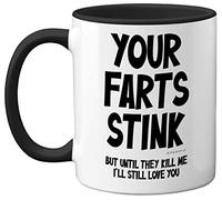 Funny Valentines Gifts for Him - Your Farts Stink Mug - Funny Mugs for Men, Birthday Gifts for Boyfriend Husband Dad, Joke Novelty Present, I Love You Daughter Son Wife, 11oz Black Ceramic Mugs
