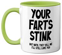 Funny Valentines Gifts for Him - Your Farts Stink Mug - Funny Mugs for Men, Birthday Gifts Boyfriend Husband Dad, Joke Novelty Present, I Love You Daughter Son Wife, 11oz Green Ceramic