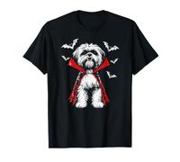 Funny Vampire Shih Tzu Dog Costume Spooky Halloween Bats T-Shirt