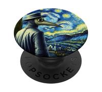 Funny Van Gogh Starry Night Artist Plague Doctor Mask PopSockets Adhesive PopGrip